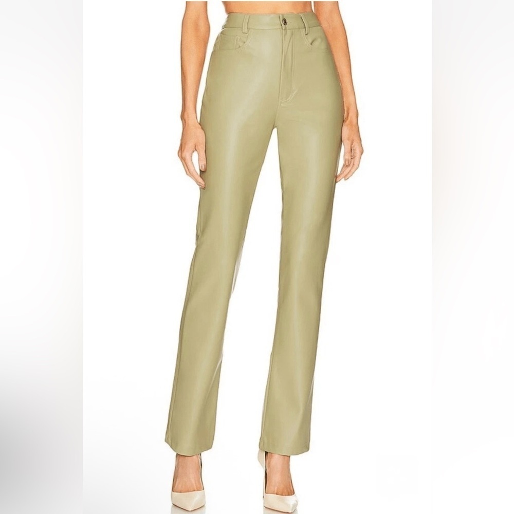 WeWoreWhat Vegan Leather Kick Flare High Waisted Pants In Oat NWT Womens Size 27